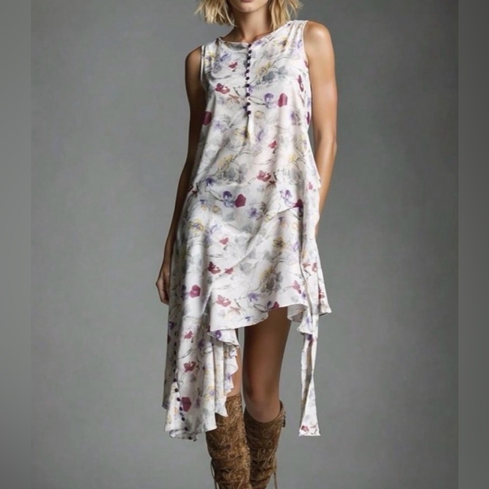 Rare Vintage Chloé Floral Asymmetrical Silk Chiffon Dress - Phoebe Philo Era